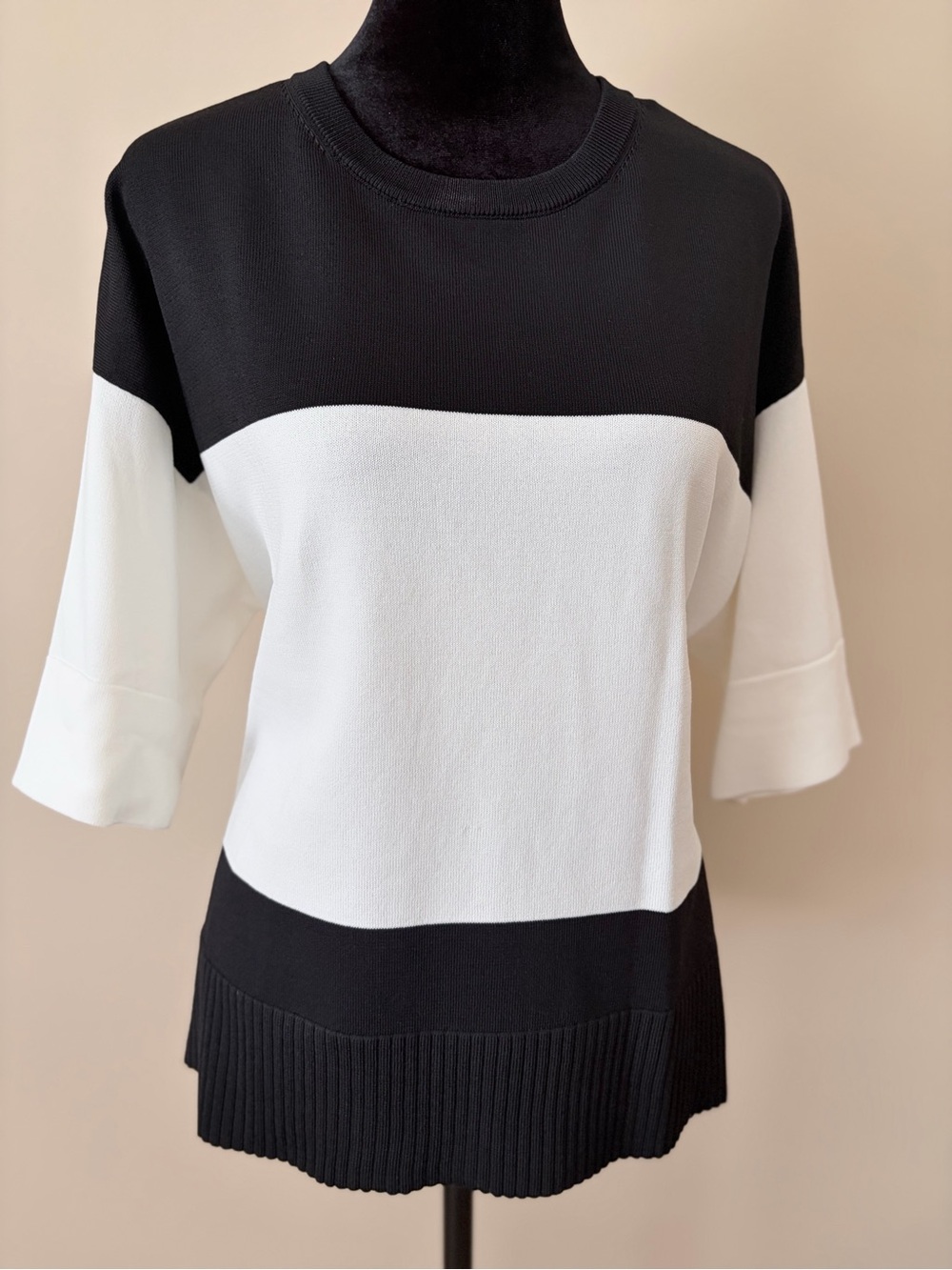 NWT DKNY Oversized Color Block Short Sleeve Top